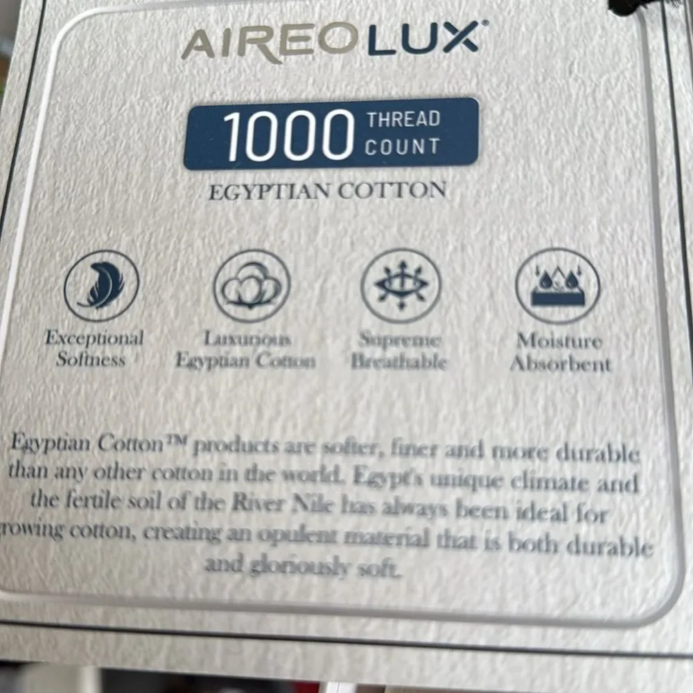 AIREOLUX Egyptian Cotton Queen Size‎ Sheets Set 1000 TC Count Sateen Luxury
